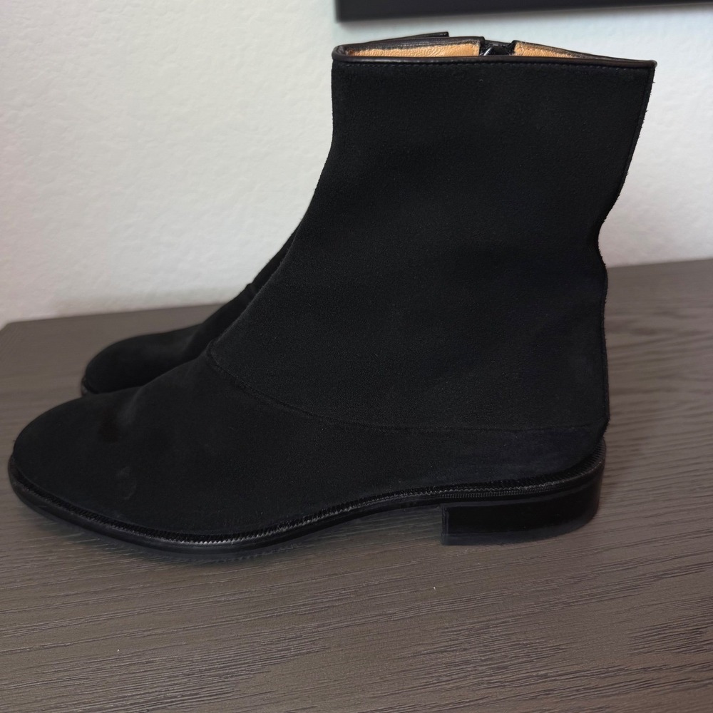 Neiman Marcus Black Suede Gravati Ankle Boots Handmade Italy Womens 6.5 M Casual